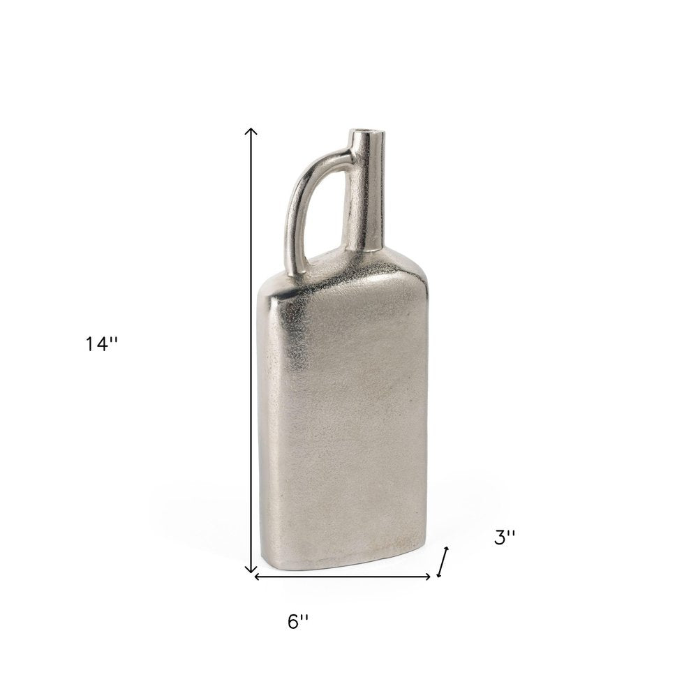 14" Silver Aluminum Jug Table Vase HomeRoots
