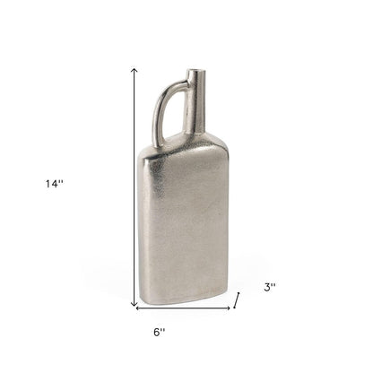 14" Silver Aluminum Jug Table Vase HomeRoots