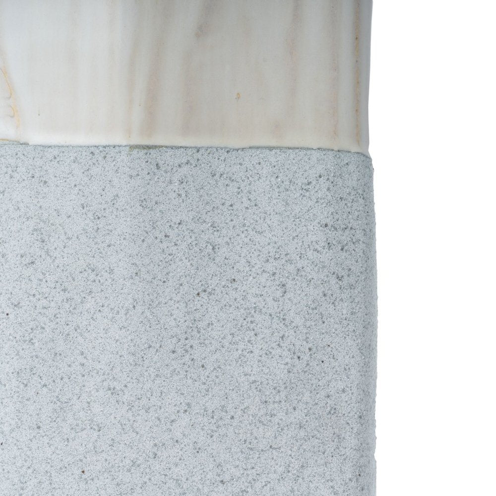 12" Brown Light Blue And Off White Color Block Square Ceramic Table Vase HomeRoots