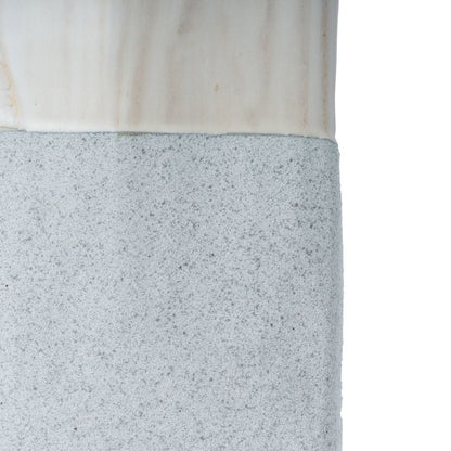 12" Brown Light Blue And Off White Color Block Square Ceramic Table Vase HomeRoots