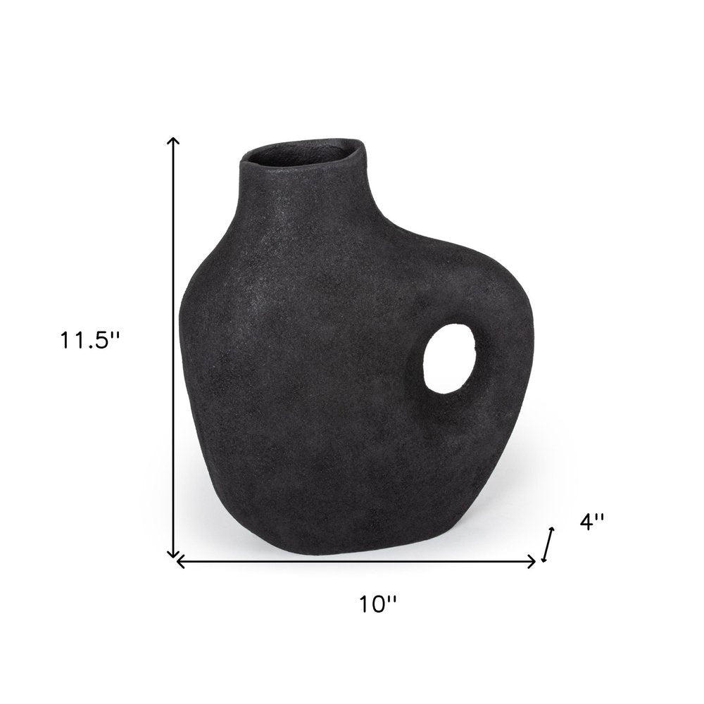 12" Black Aluminum Modern Abstract Table Vase HomeRoots