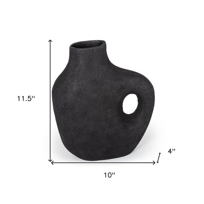 12" Black Aluminum Modern Abstract Table Vase HomeRoots
