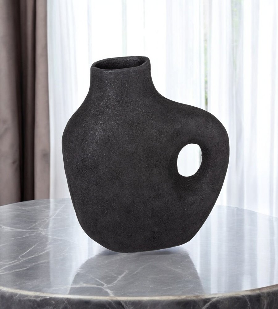 12" Black Aluminum Modern Abstract Table Vase HomeRoots
