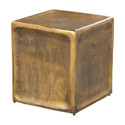 Set of Two Black Silver And Antiqued Brass Aluminum Square Block End Tables HomeRoots