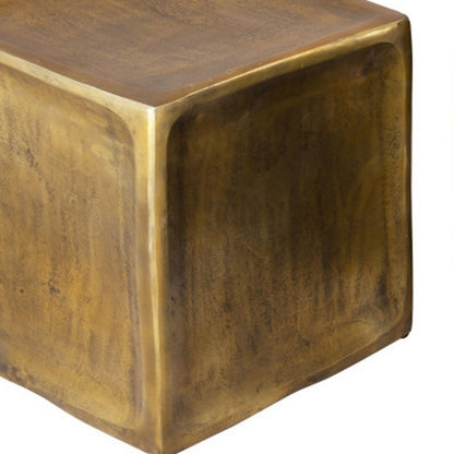 Set of Two Black Silver And Antiqued Brass Aluminum Square Block End Tables HomeRoots