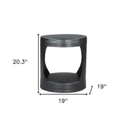 20" Black Iron Round Floor Shelf End Table HomeRoots