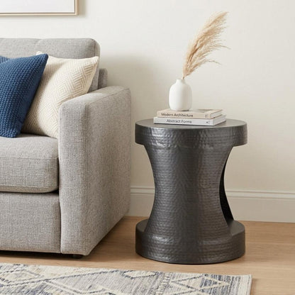 20" Black Iron Round Floor Shelf End Table HomeRoots