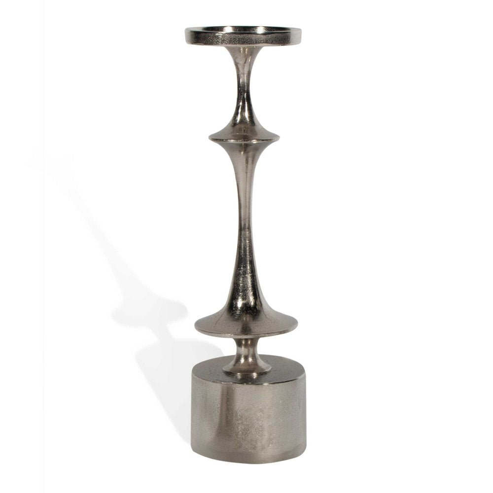 18" Silver Distressed Geometric Metal Tabletop Candle Holder HomeRoots