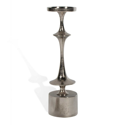 18" Silver Distressed Geometric Metal Tabletop Candle Holder HomeRoots