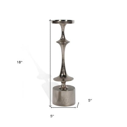 18" Silver Distressed Geometric Metal Tabletop Candle Holder HomeRoots