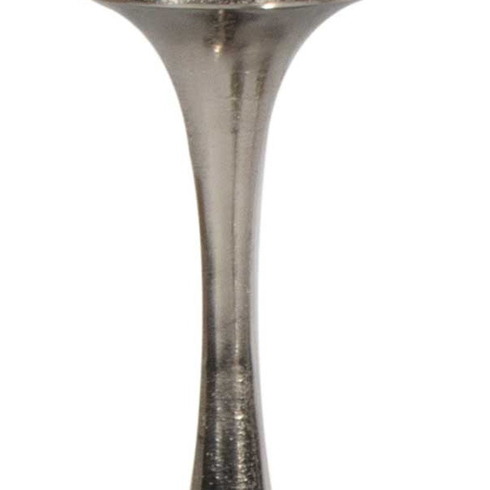 18" Silver Distressed Geometric Metal Tabletop Candle Holder HomeRoots