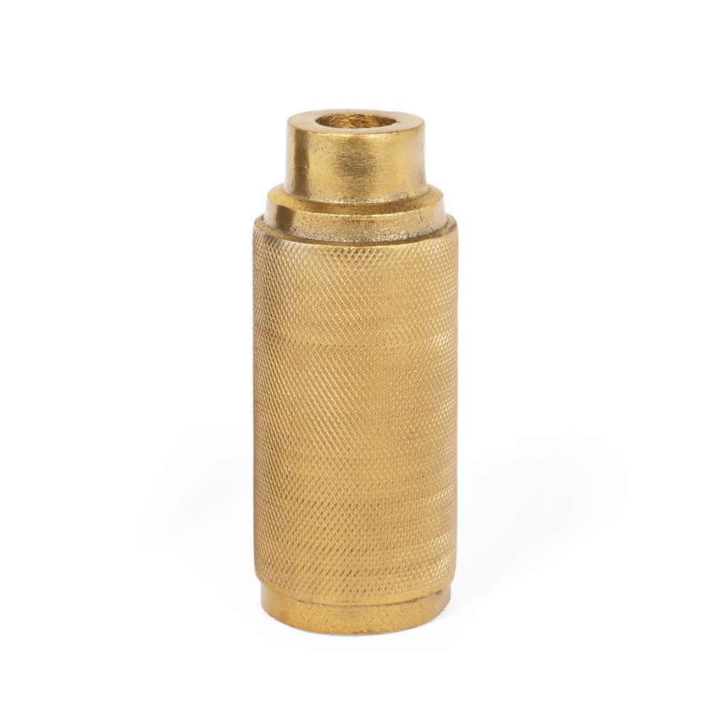5" Gold Distressed Aluminum Tabletop Taper Candle Holder HomeRoots