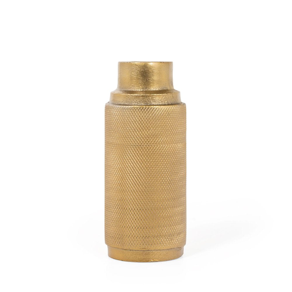 5" Gold Distressed Aluminum Tabletop Taper Candle Holder HomeRoots