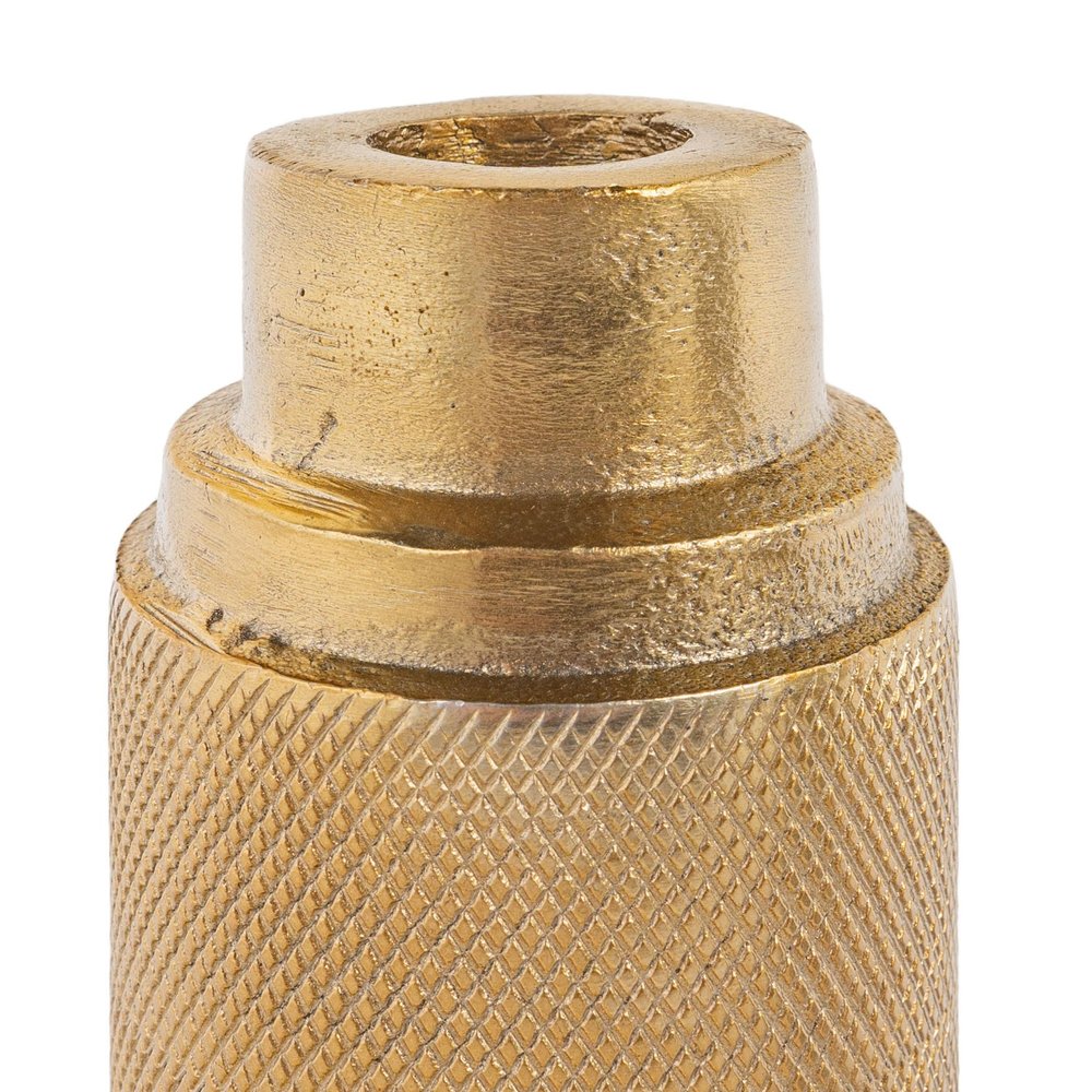 5" Gold Distressed Aluminum Tabletop Taper Candle Holder HomeRoots
