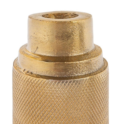 5" Gold Distressed Aluminum Tabletop Taper Candle Holder HomeRoots