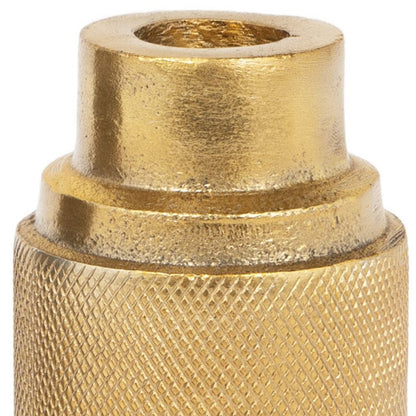 5" Gold Distressed Aluminum Tabletop Taper Candle Holder HomeRoots