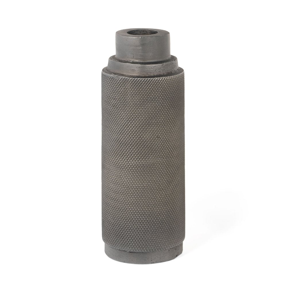 7" Gray Distressed Aluminum Geometric Tabletop Taper Candle Holder HomeRoots