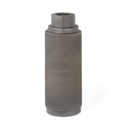 7" Gray Distressed Aluminum Geometric Tabletop Taper Candle Holder HomeRoots