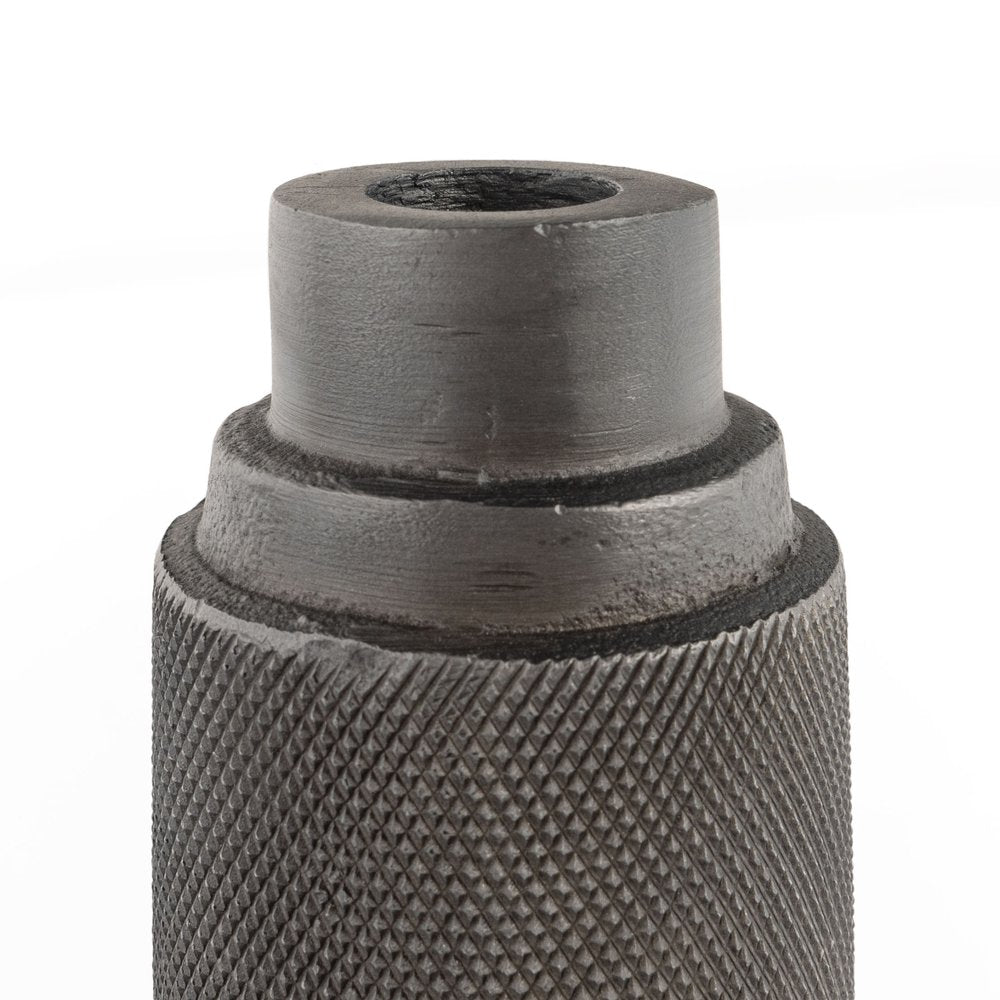7" Gray Distressed Aluminum Geometric Tabletop Taper Candle Holder HomeRoots