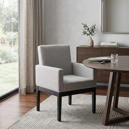 Gray and Black Upholstered Dining Arm Chair HomeRoots