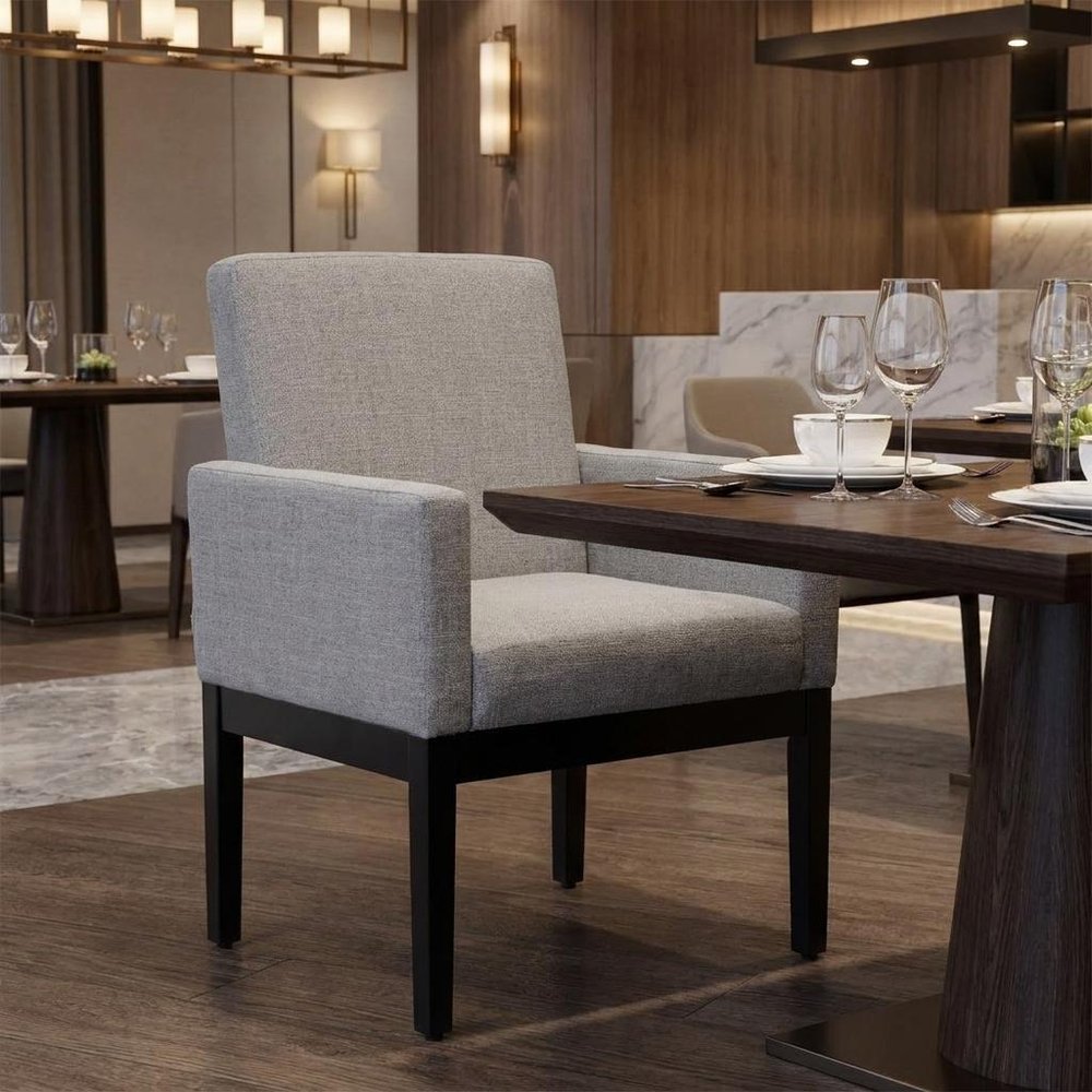 Gray and Black Upholstered Dining Arm Chair HomeRoots