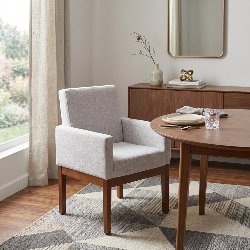 Gray and Black Upholstered Dining Arm Chair HomeRoots