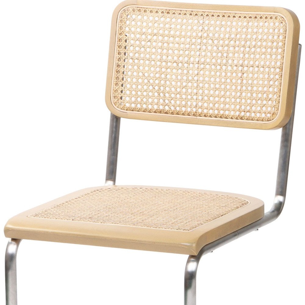 Set of Two Natural and Silver Steel Open Back Dining Side Chairs HomeRoots