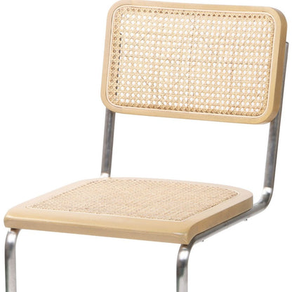 Set of Two Natural and Silver Steel Open Back Dining Side Chairs HomeRoots