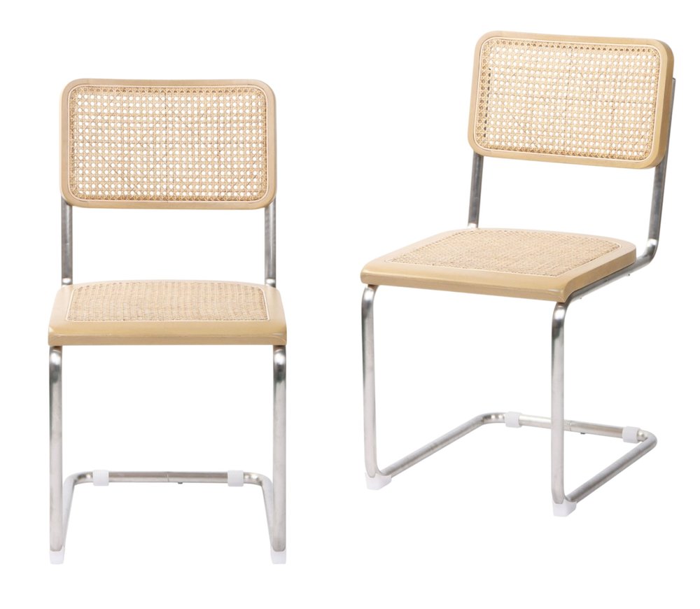 Set of Two Natural and Silver Steel Open Back Dining Side Chairs HomeRoots