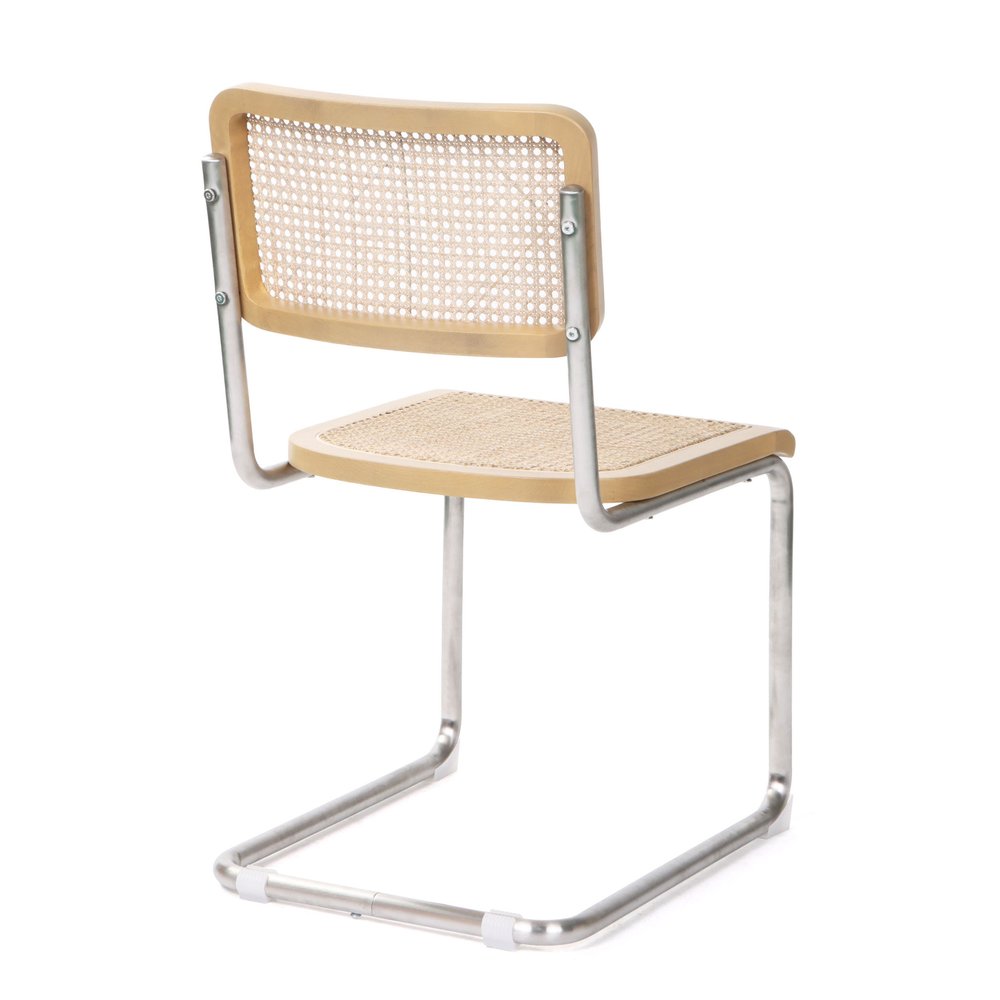 Set of Two Natural and Silver Steel Open Back Dining Side Chairs HomeRoots