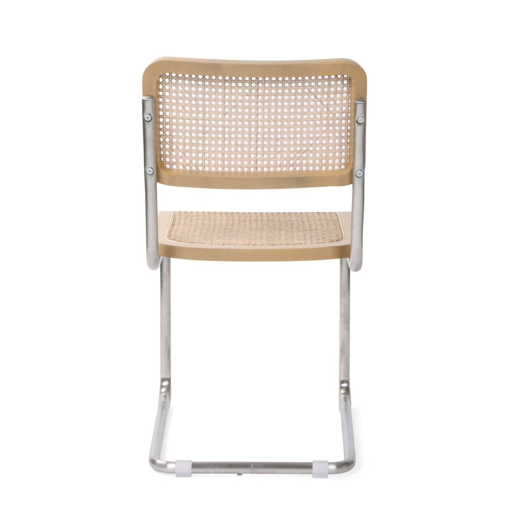 Set of Two Natural and Silver Steel Open Back Dining Side Chairs HomeRoots