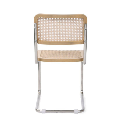 Set of Two Natural and Silver Steel Open Back Dining Side Chairs HomeRoots