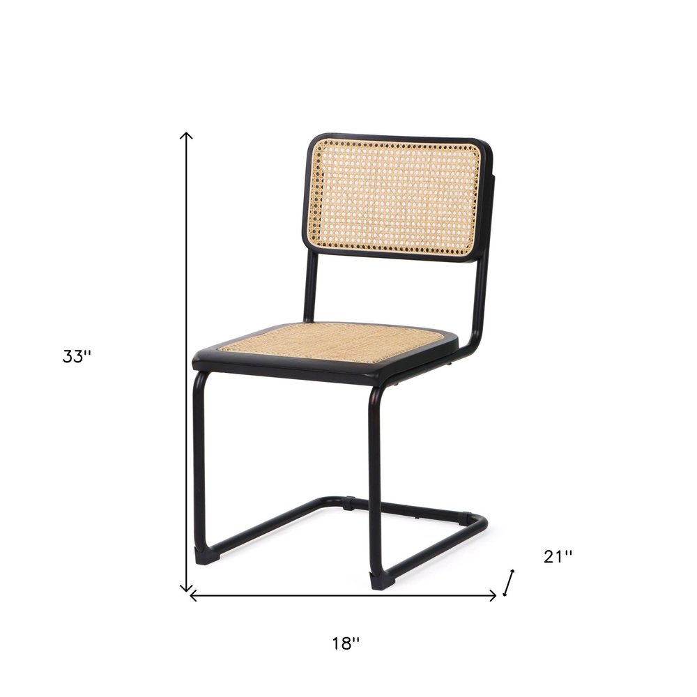 Set of Two Black and Natural Steel Open Back Dining Side Chairs HomeRoots