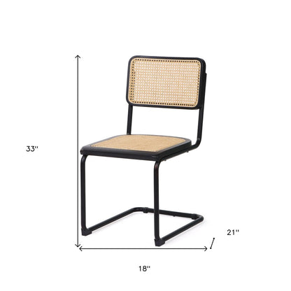 Set of Two Black and Natural Steel Open Back Dining Side Chairs HomeRoots