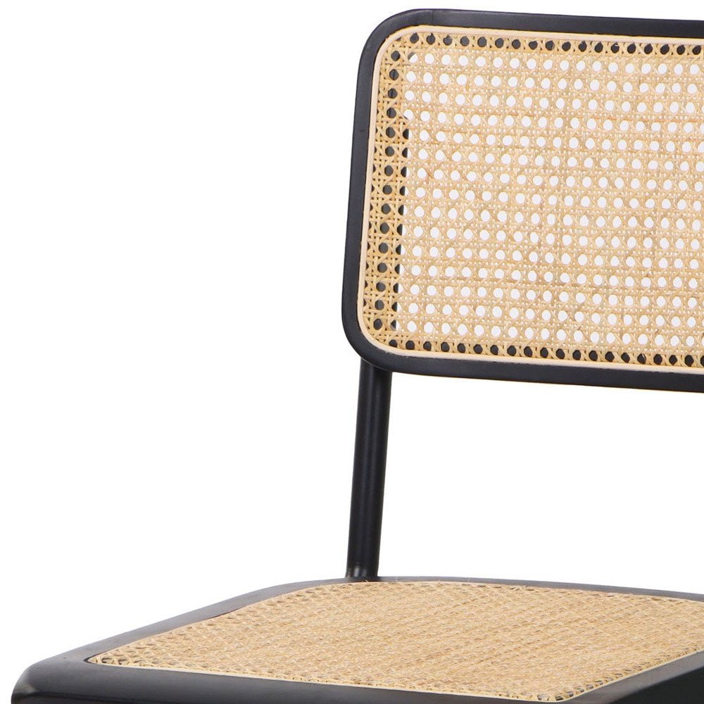 Set of Two Black and Natural Steel Open Back Dining Side Chairs HomeRoots