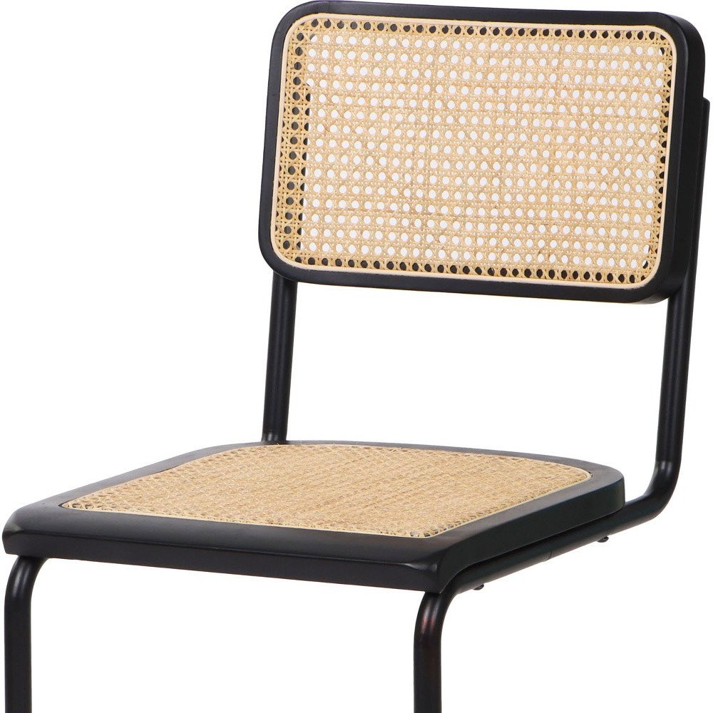 Set of Two Black and Natural Steel Open Back Dining Side Chairs HomeRoots