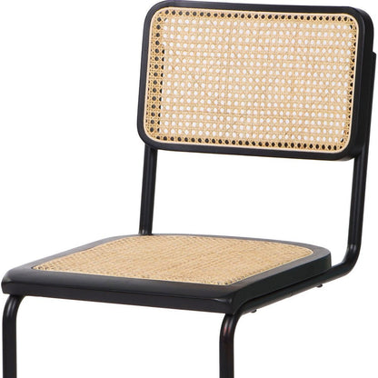 Set of Two Black and Natural Steel Open Back Dining Side Chairs HomeRoots