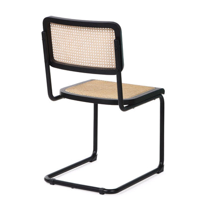 Set of Two Black and Natural Steel Open Back Dining Side Chairs HomeRoots