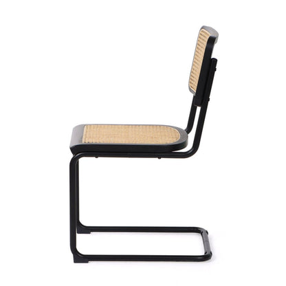 Set of Two Black and Natural Steel Open Back Dining Side Chairs HomeRoots