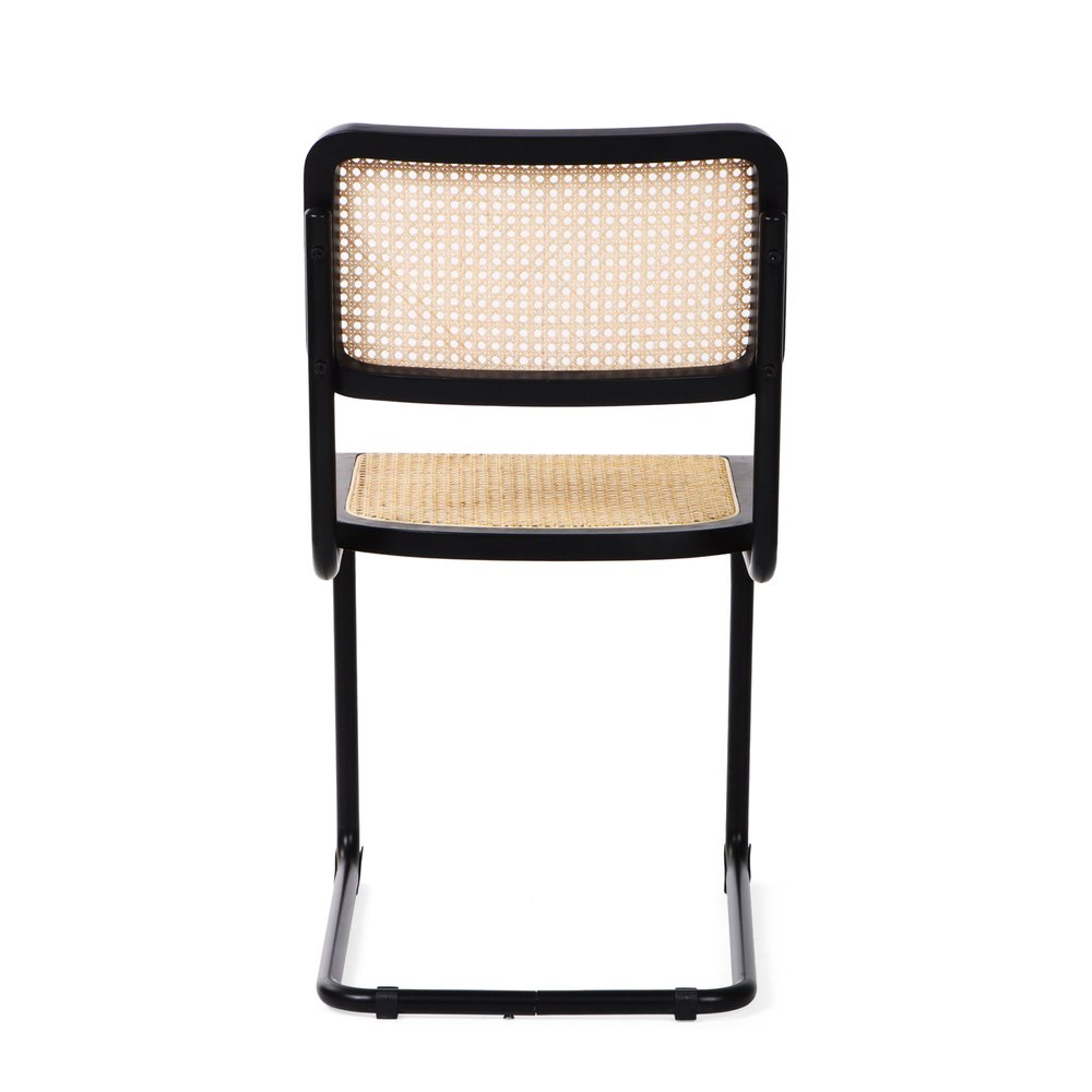 Set of Two Black and Natural Steel Open Back Dining Side Chairs HomeRoots