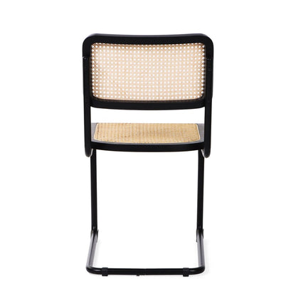 Set of Two Black and Natural Steel Open Back Dining Side Chairs HomeRoots