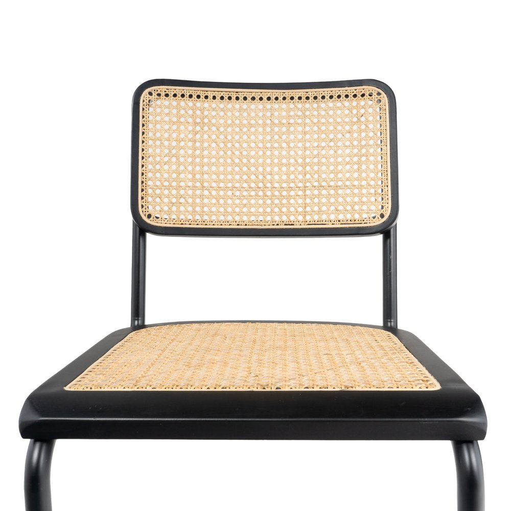 Set of Two Black and Natural Steel Open Back Dining Side Chairs HomeRoots