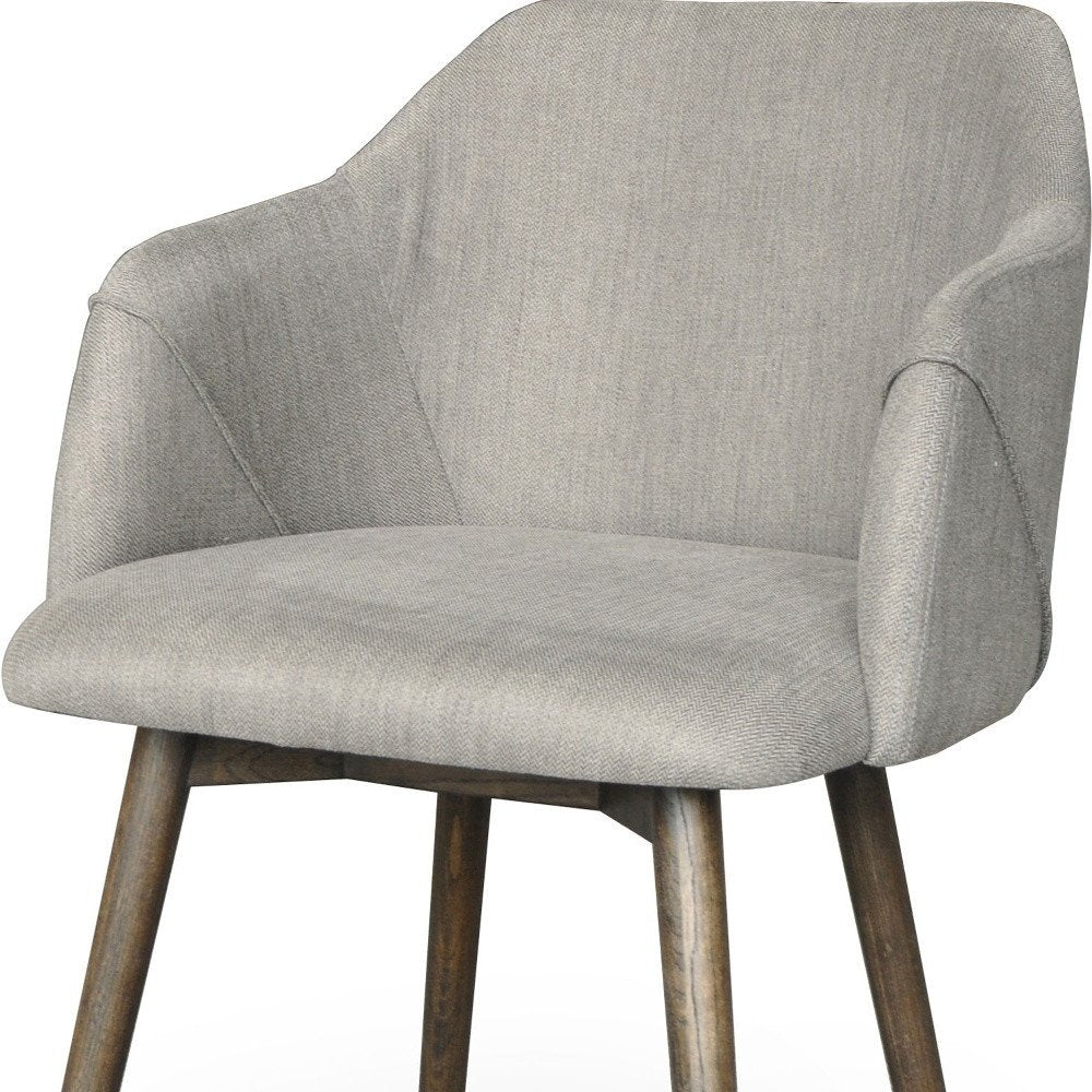 Gray And Brown Upholstered Fabric Dining Arm Chair HomeRoots