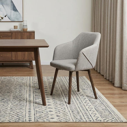 Gray And Brown Upholstered Fabric Dining Arm Chair HomeRoots
