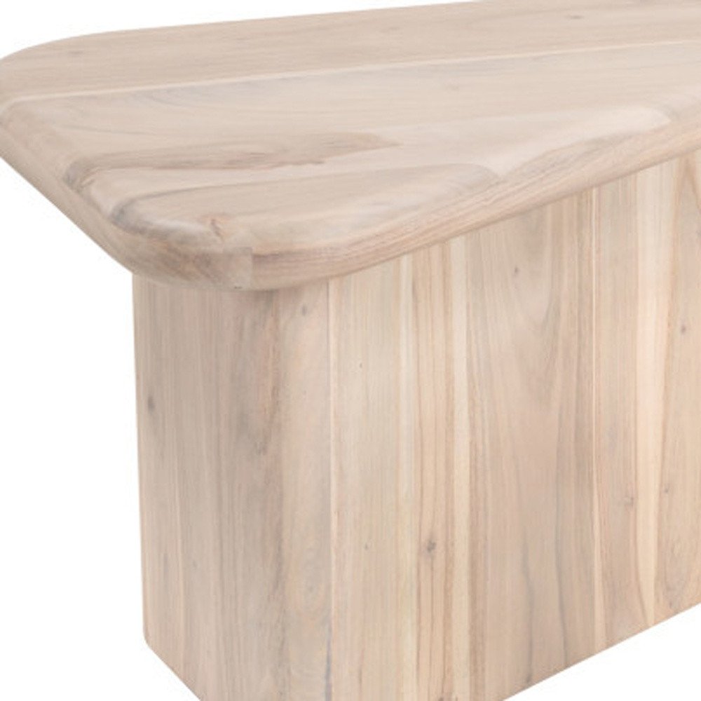 Set of Two Natural Solid Wood Triangle Pedestal Nested Coffee Tables HomeRoots