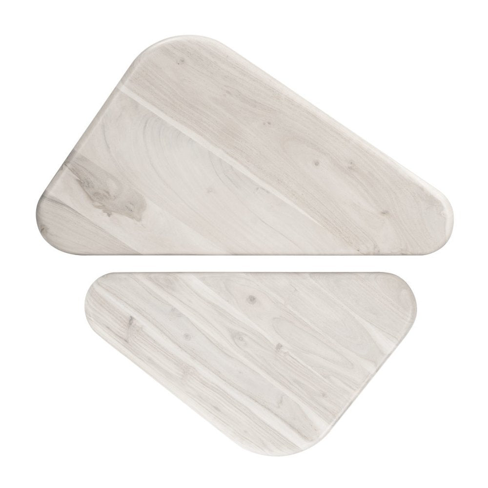 Set of Two Natural Solid Wood Triangle Pedestal Nested Coffee Tables HomeRoots