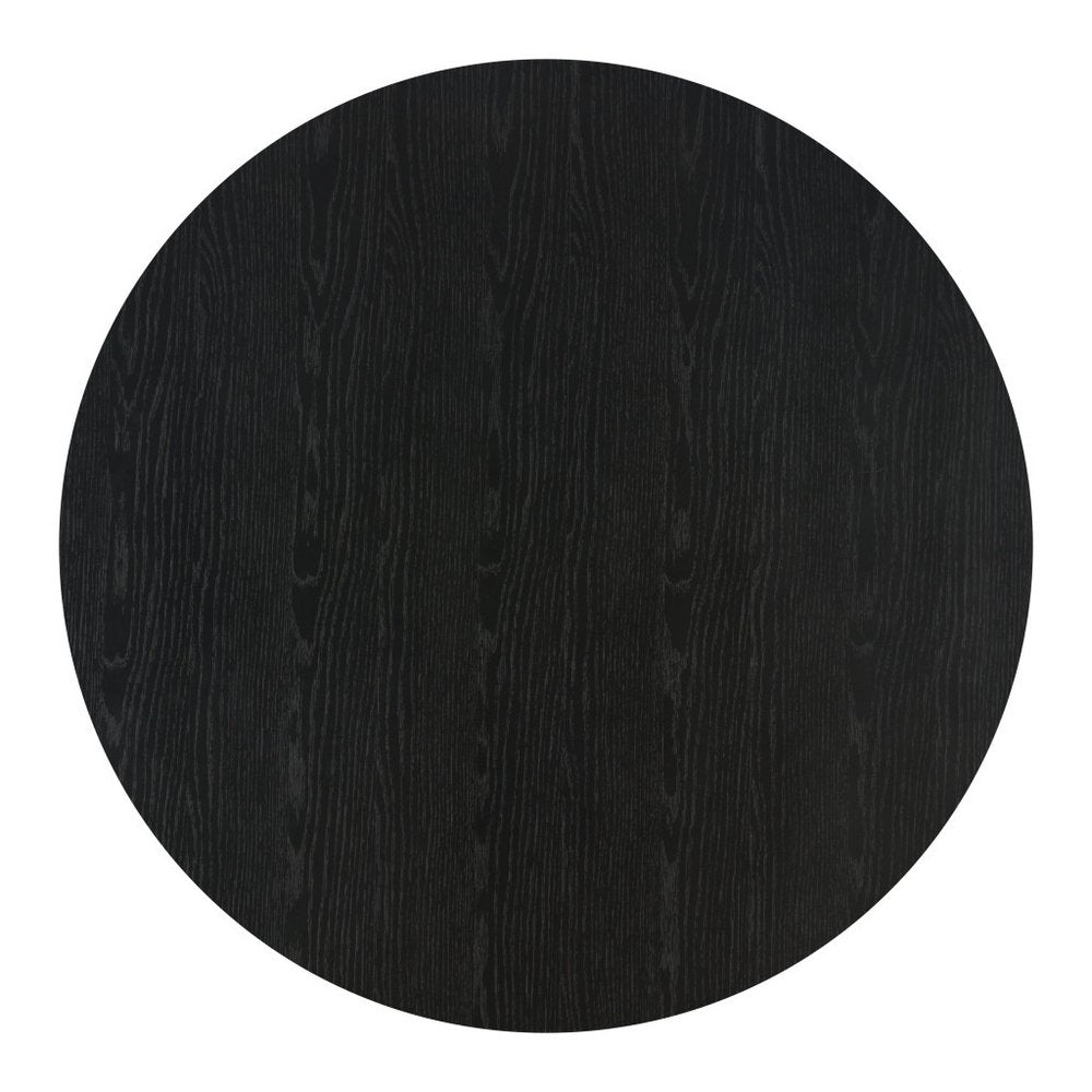 32" Black and Walnut Wood Round Drum Coffee Table HomeRoots