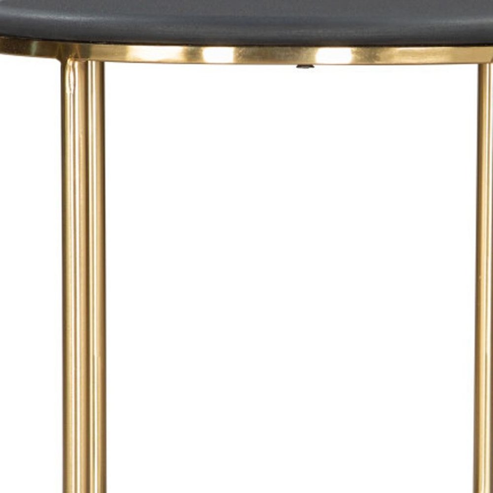 18" Black Faux Marble and Wood Round Coffee Table HomeRoots