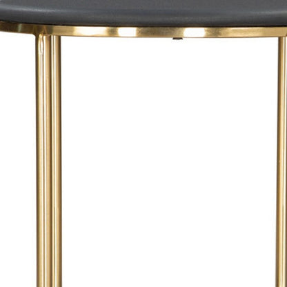 18" Black Faux Marble and Wood Round Coffee Table HomeRoots
