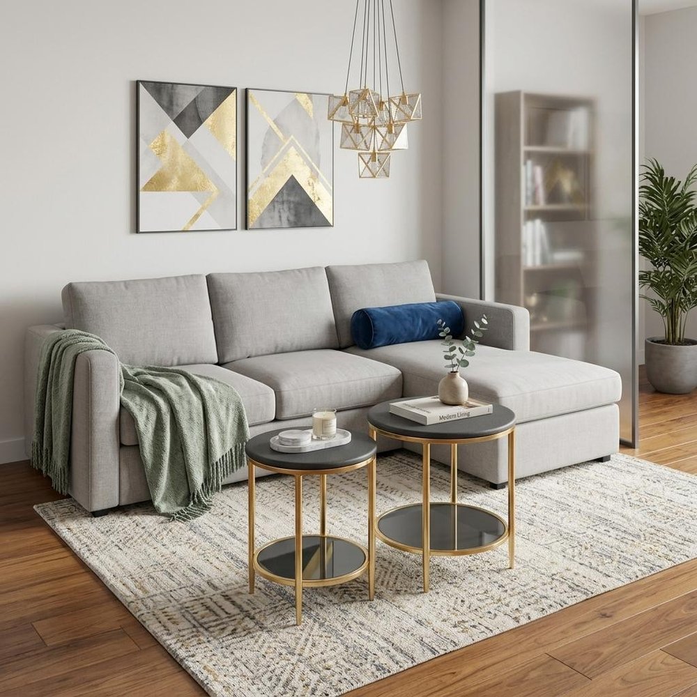 18" Black Faux Marble and Wood Round Coffee Table — view 1